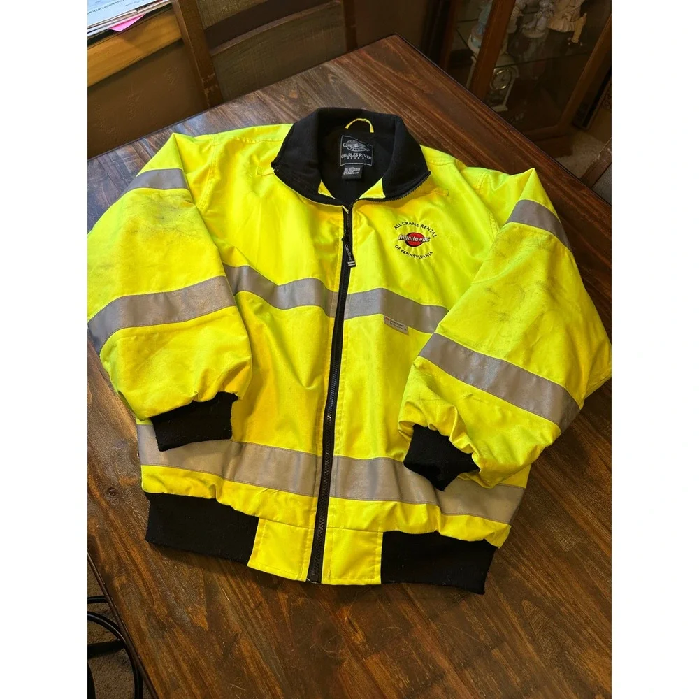 Charles River Apparel High Visibility ANSI‎ Class 3 Bomber Jacket Men's XL Neon